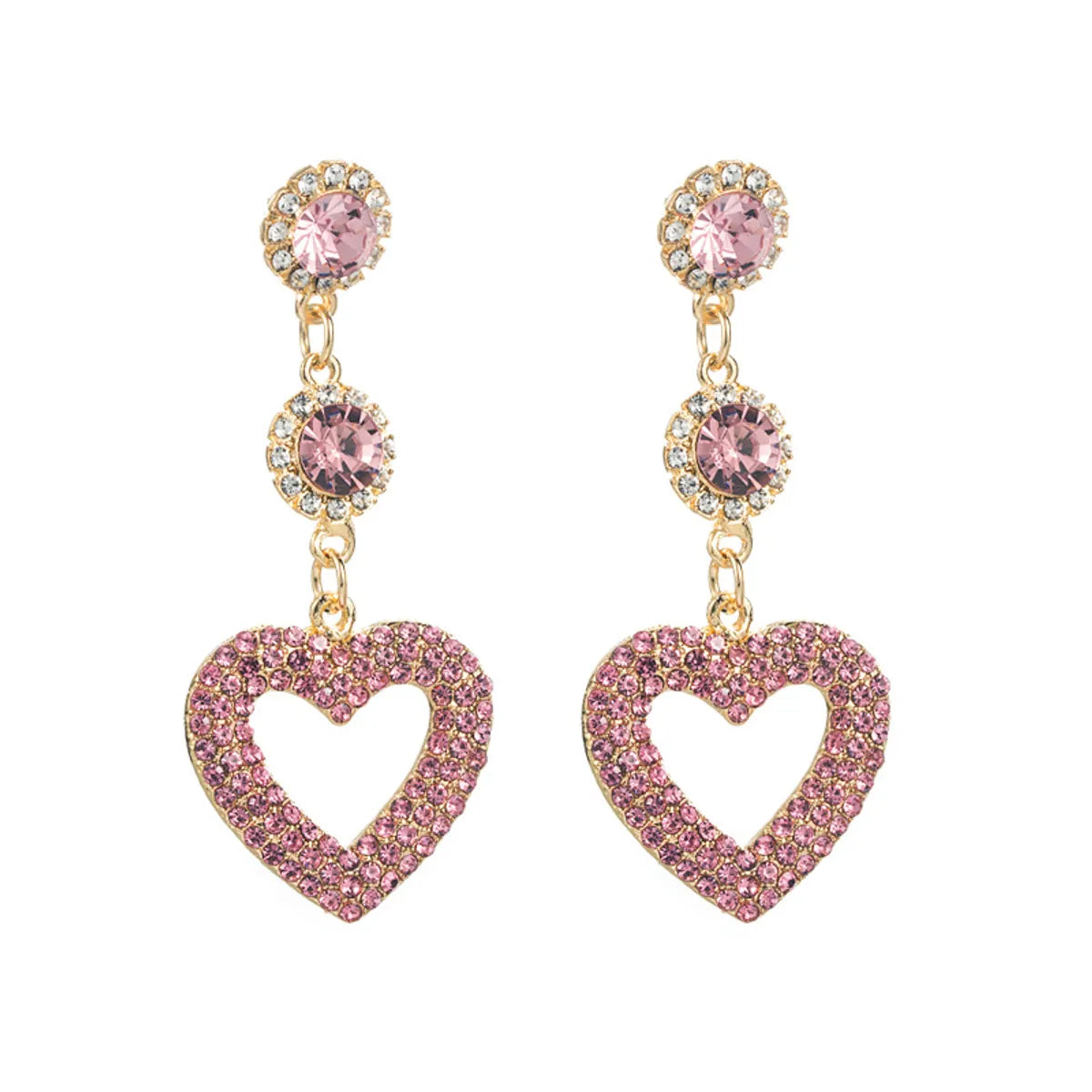 Fashion New Alloy Diamond-embedded Heart-shaped Multicolor Long Earrings