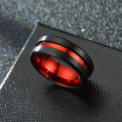 Fashion New  Aristocratic Red Slotted Black  Ring