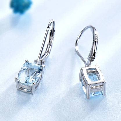 Fashion New Blue Topaz Drop Zircon Copper Earrings Wholesale