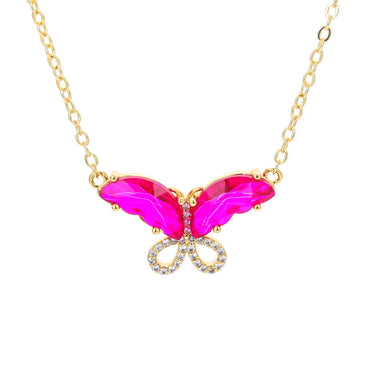 Fashion New Color Zircon Multicolor Butterfly Copper Clavicle Chain Wholesale