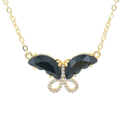 Fashion New Color Zircon Multicolor Butterfly Copper Clavicle Chain Wholesale