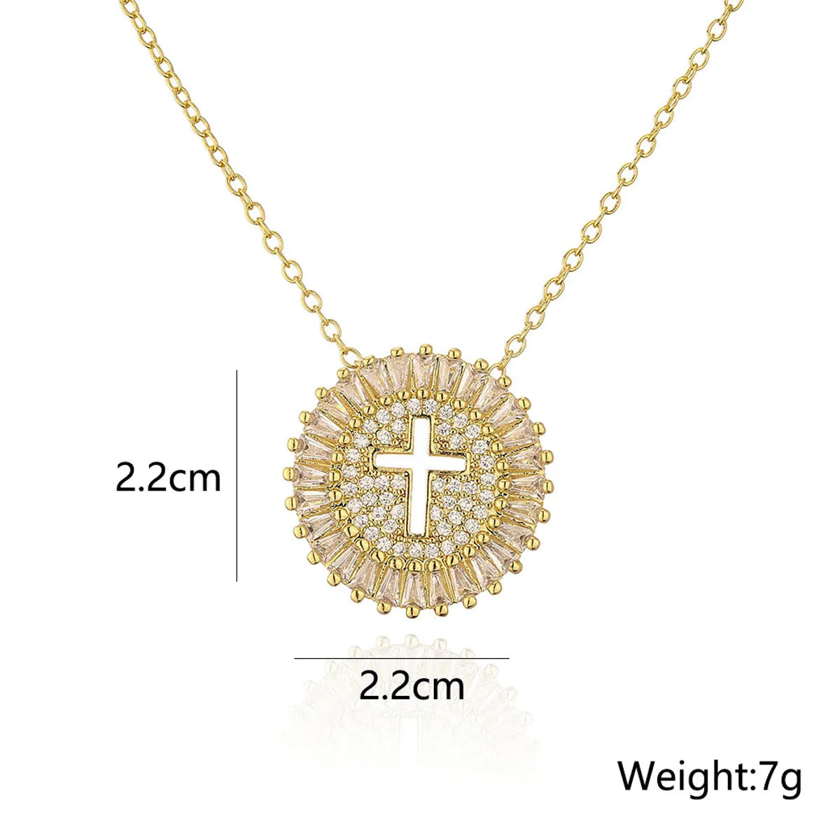 Fashion Geometric Cross Copper Zircon Pendant Necklace In Bulk