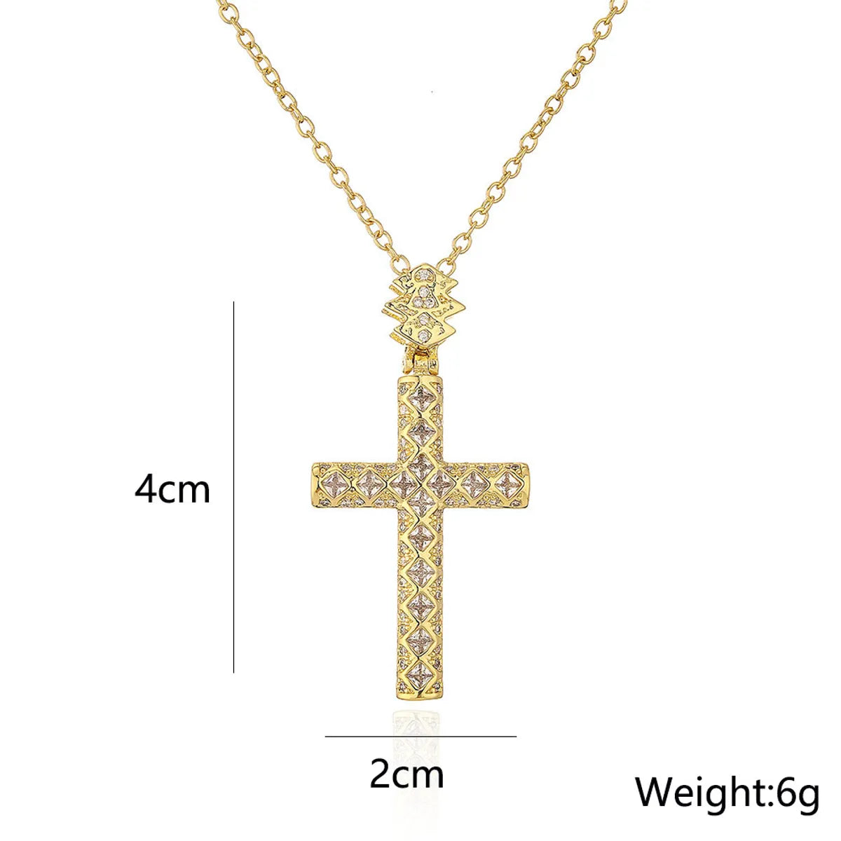 Fashion Geometric Cross Copper Zircon Pendant Necklace In Bulk