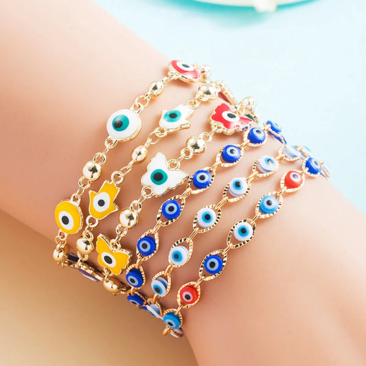 Fashion New Copper Gold-plated Dripping Oil Devil's Eye Bracelet