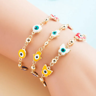 Fashion New Copper Gold-plated Dripping Oil Devil's Eye Bracelet