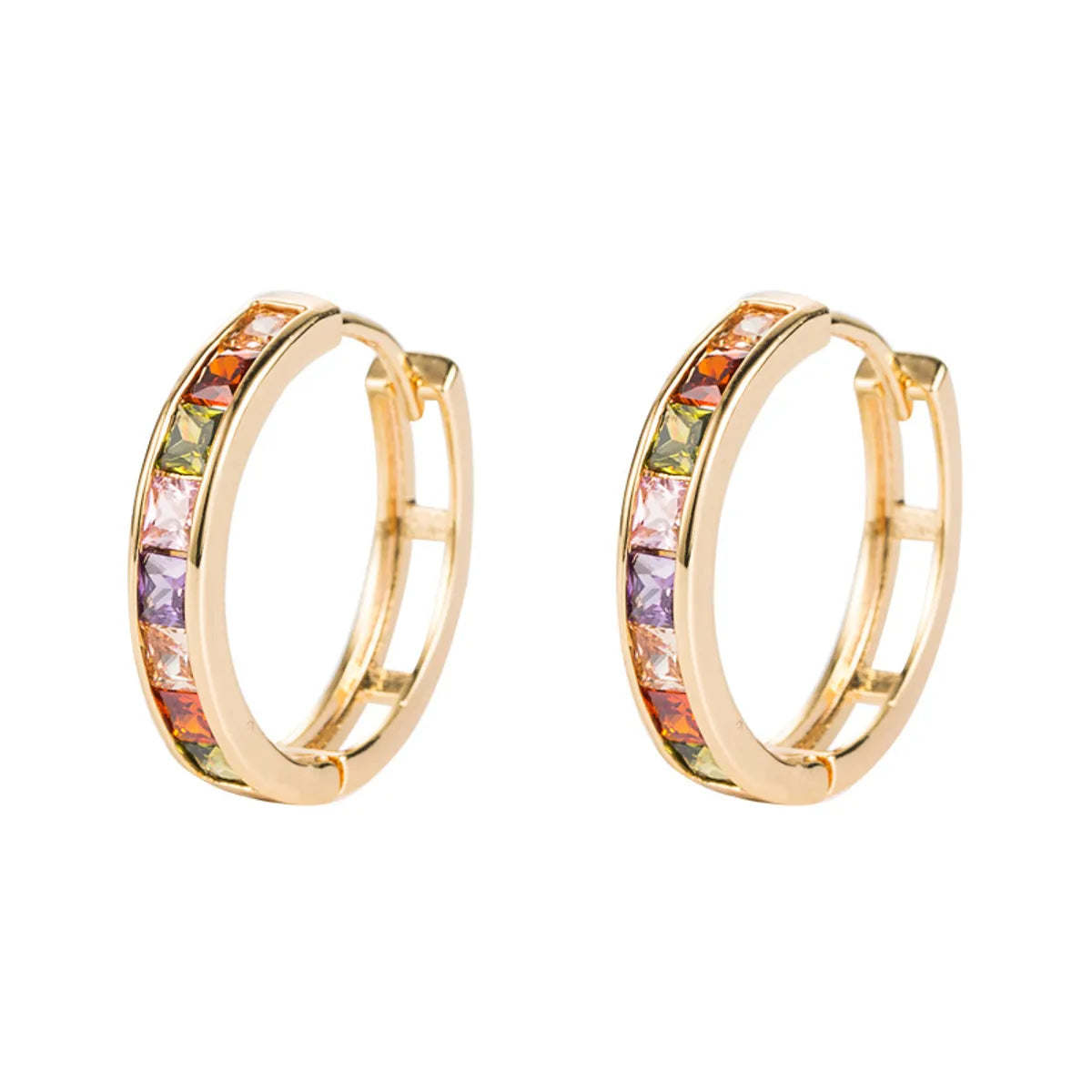 Fashion New Copper Gold-plated Inlaid Colorful Zircon Geometric Earrings