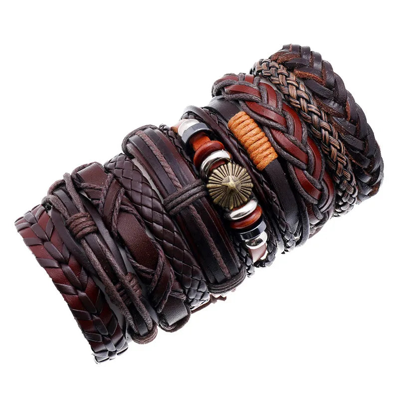 Fashion New Cowhide Simple Multi-Layer Men'S Bracelet