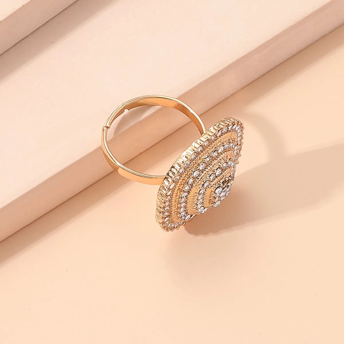 Fashion New Creative Square Diamond Retro Alloy Open Ring