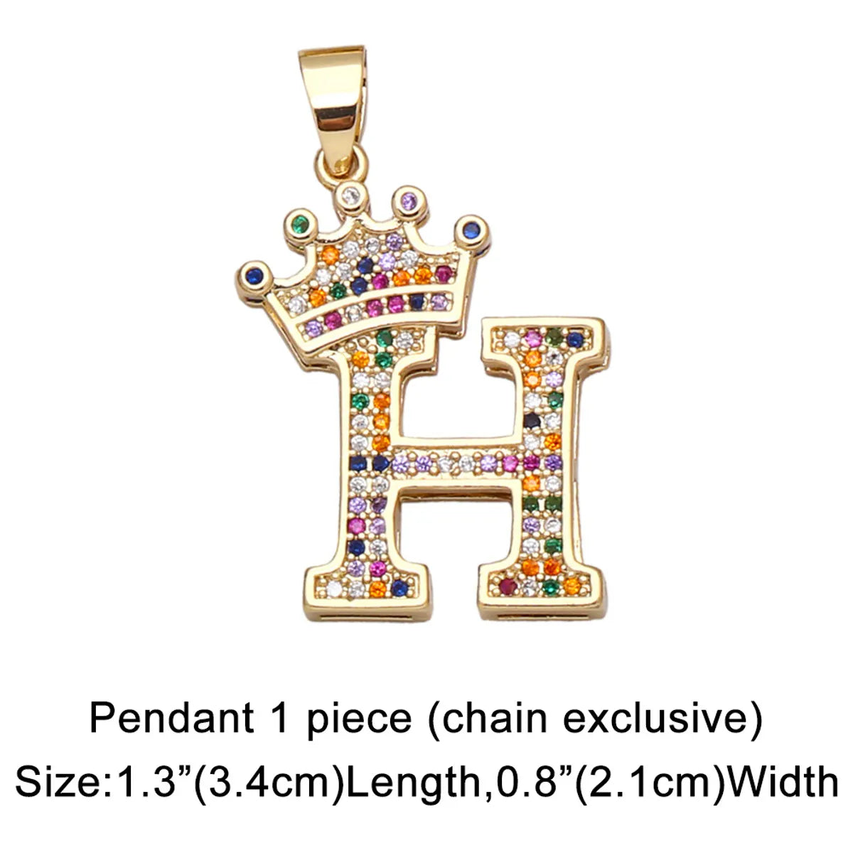 Fashion New Crown Letter Hip Hop Pendant Copper Necklace