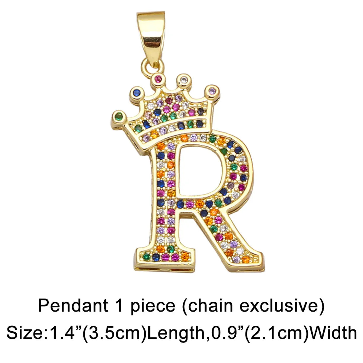 Fashion New Crown Letter Hip Hop Pendant Copper Necklace