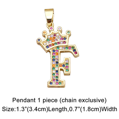 Fashion New Crown Letter Hip Hop Pendant Copper Necklace