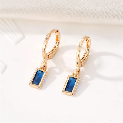 Fashion New Crystal Geometric Retro Golden Square Alloy Earrings