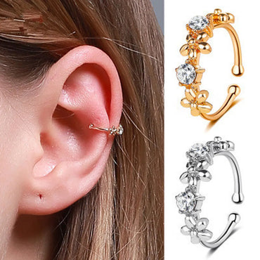 Fashion  New Ear Bone Clip Simple  Delicate Flower  Copper Single Ear Clip Gooddiy Wholesale