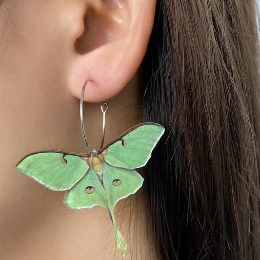 Fashion New Fashion Simple Acrylic Green Butterfly Moth Earrings