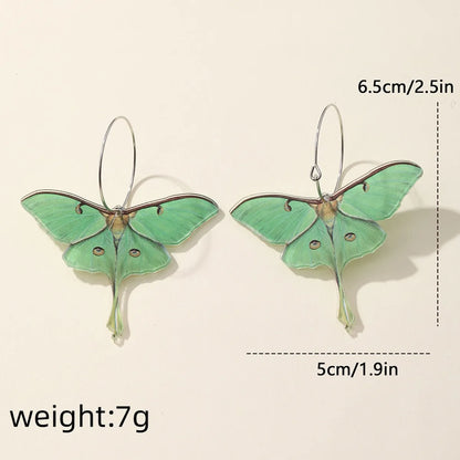 Fashion New Fashion Simple Acrylic Green Butterfly Moth Earrings