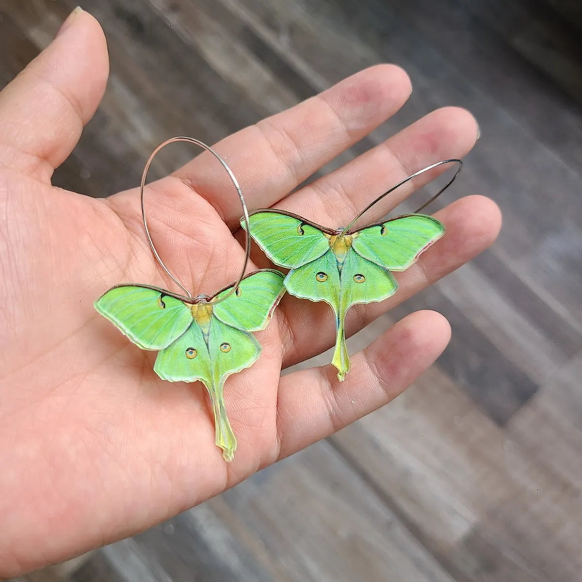 Fashion New Fashion Simple Acrylic Green Butterfly Moth Earrings