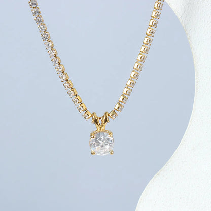 Fashion New Full Diamond Zircon Titanium Steel Necklace Wholesale