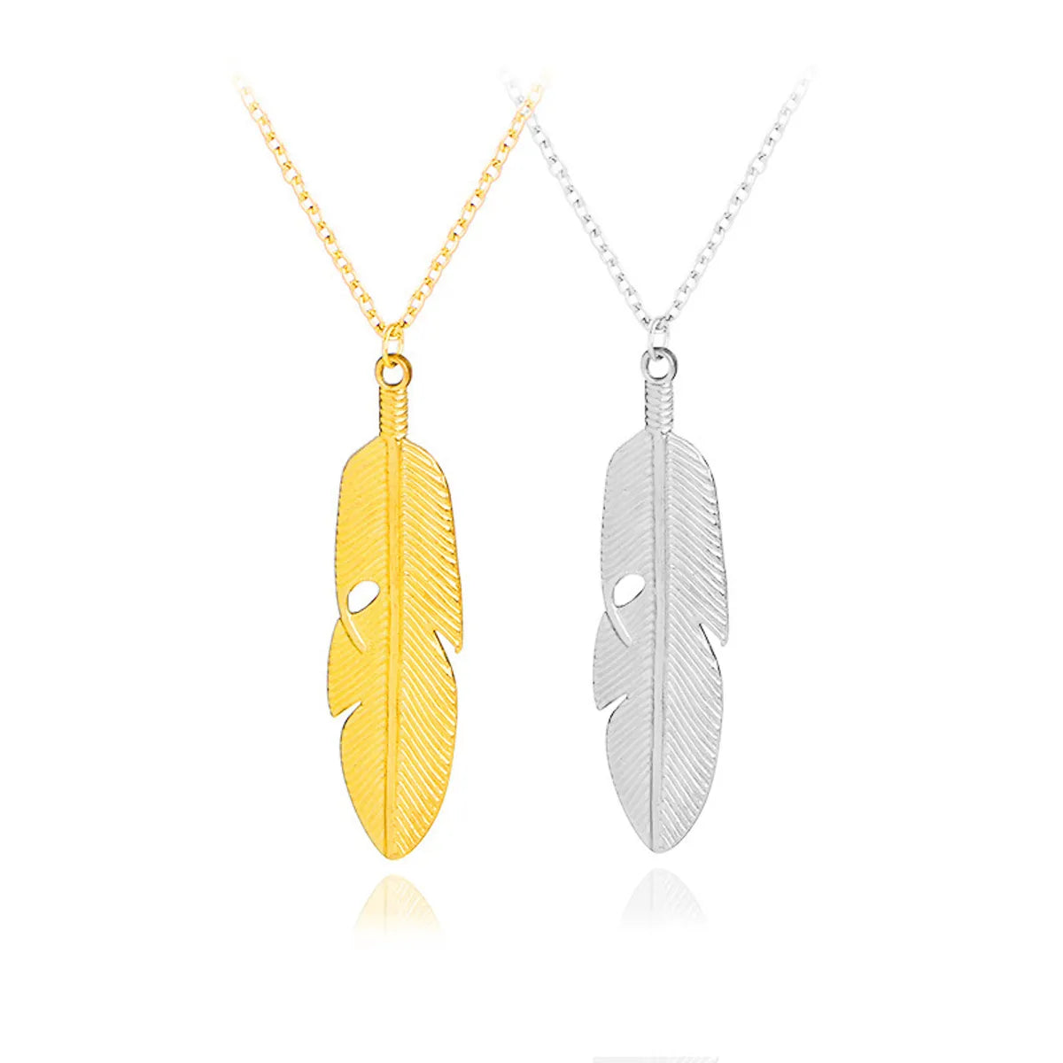 Fashion New Hot Selling Simple Natural Leaves Feather Pendant Necklace Accessories Wholesale Nihaojewelry