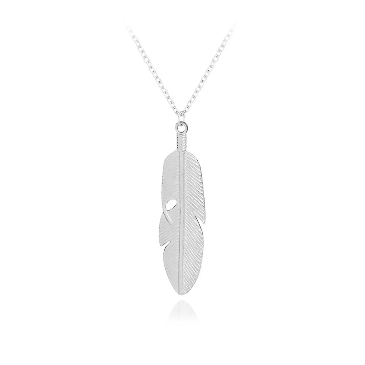 Fashion New Hot Selling Simple Natural Leaves Feather Pendant Necklace Accessories Wholesale Nihaojewelry