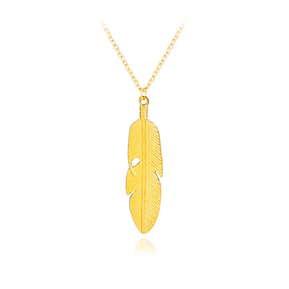 Fashion New Hot Selling Simple Natural Leaves Feather Pendant Necklace Accessories Wholesale Nihaojewelry