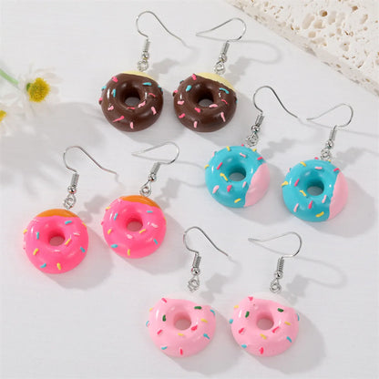 Fashion New Multicolor Donut Creative Dessert Resin Simulation Food Earrings