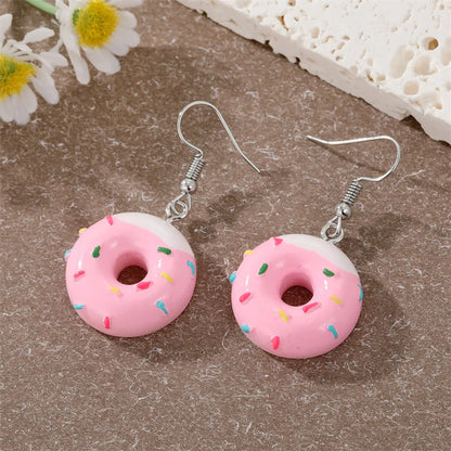 Fashion New Multicolor Donut Creative Dessert Resin Simulation Food Earrings