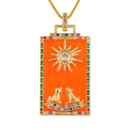 Fashion New Oil Drop Tarot Pendant Copper Zircon Necklace Wholesale Gooddiy