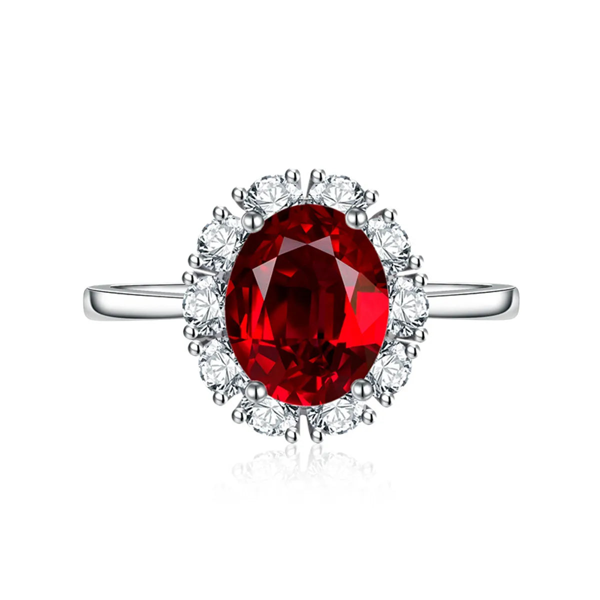 Fashion New Oval Ruby Four-claw Green Crystal Ring Copper