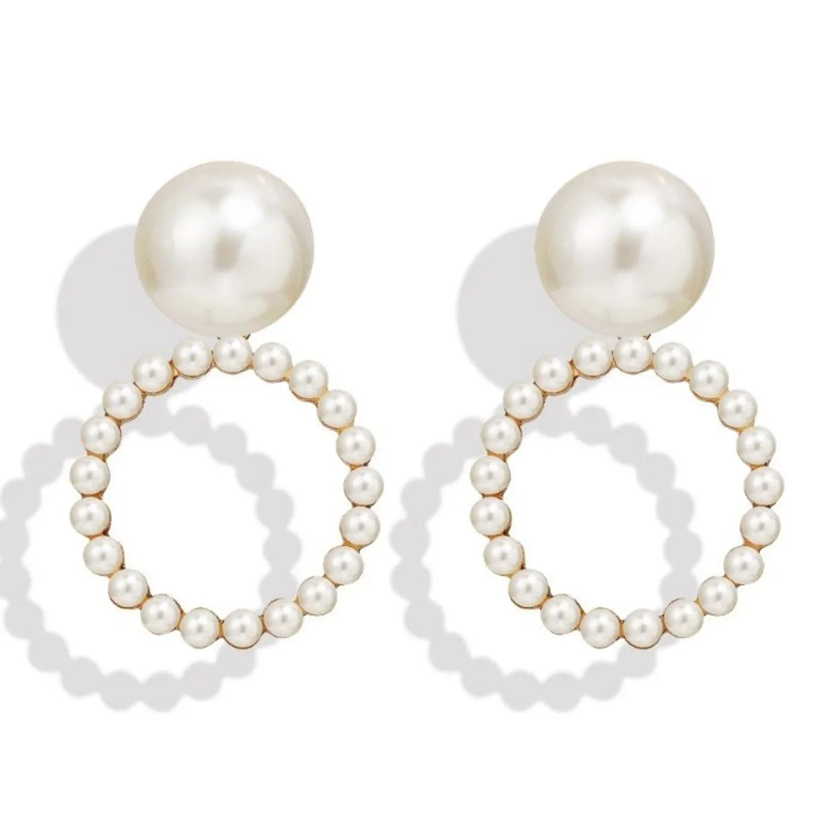 Fashion New Pearl  Women's Simple Openwork Circle Alloy Ear Studs