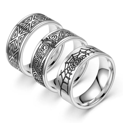 Fashion New Retro Creative Men'S  Oil-Coated Titanium Steel Ring