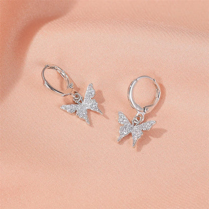 Fashion New Rhinestone Small Butterfly Ear Clip Simple Copper