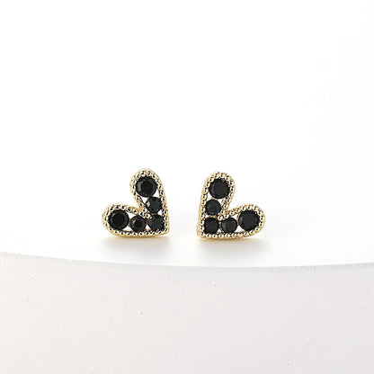 Fashion New Simple Female Heart-shaped Small Copper Earrings