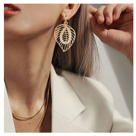 Fashion New Simple Style Wild Leaf  Earrings Wholesale Nihaojewelry