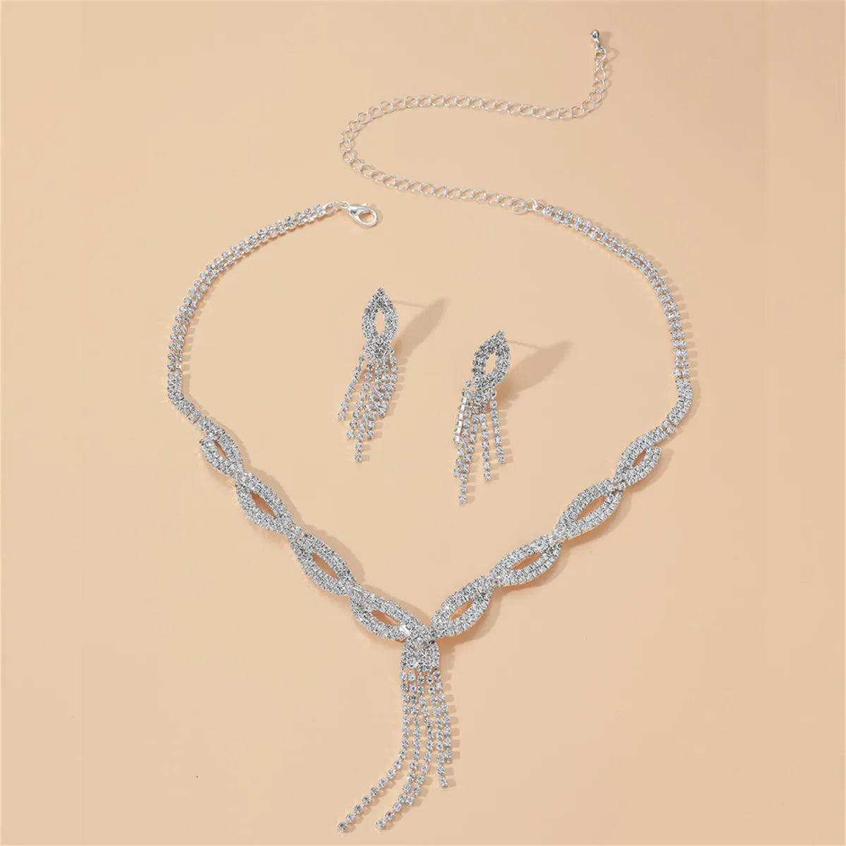 Fashion New Simple Wedding Jewelry Set Bridal Ornament Necklace Earrings Suite