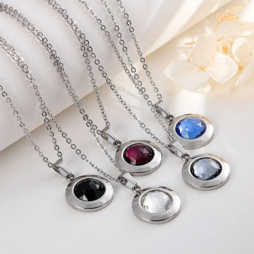 Fashion New Stainless Steel Crystal Necklace Earrings Suit Wholesale Nihaojewelry