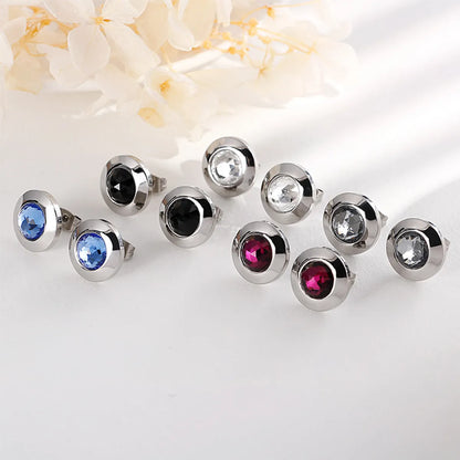 Fashion New Stainless Steel Crystal Necklace Earrings Suit Wholesale Nihaojewelry