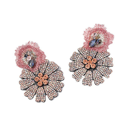 Fashion New Style Crystal Flowers Rhinestone Pendant Earrings