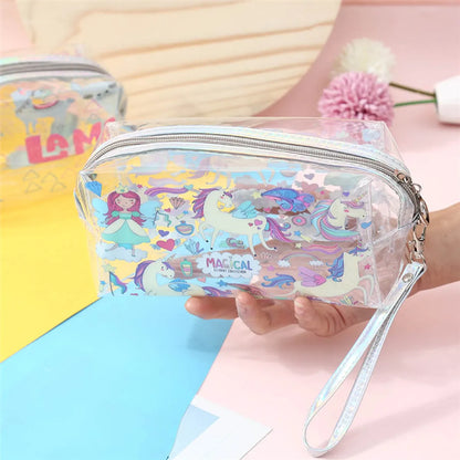 Fashion New Transparent Cosmetic Cartoon Printing Pillow Bag