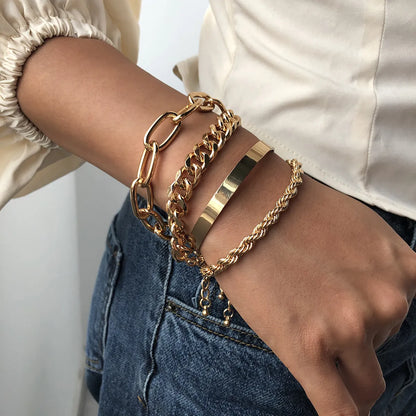 Fashion New Women's Bracelet Alloy Thick Bracelet Fashion Gold Bracelet Gooddiy