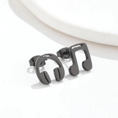 Fashion Notes Stainless Steel Asymmetrical Plating Hollow Out Ear Studs 1 Pair