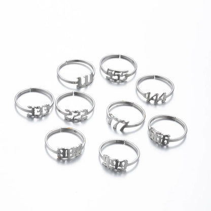 Fashion Number Stainless Steel Open Ring Plating No Inlaid Stainless Steel Rings