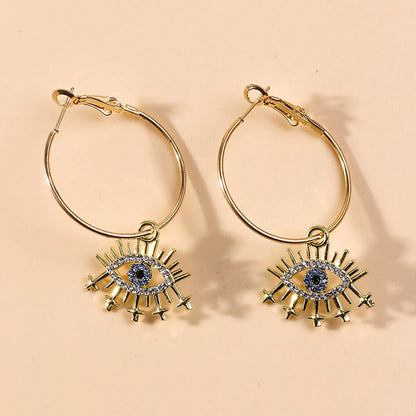 Fashion Ol Devil's Eye Metal Earrings Jewelry