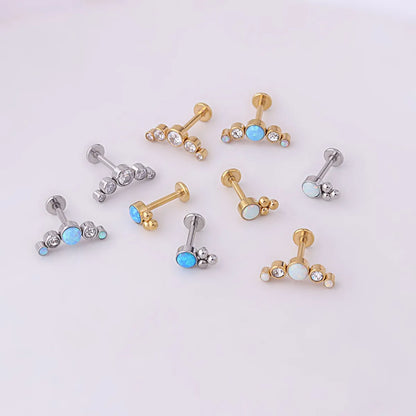 Fashion Opal Labret Rod Internal Thread Ear Bone Stud Stainless Steel Piercing Jewelry