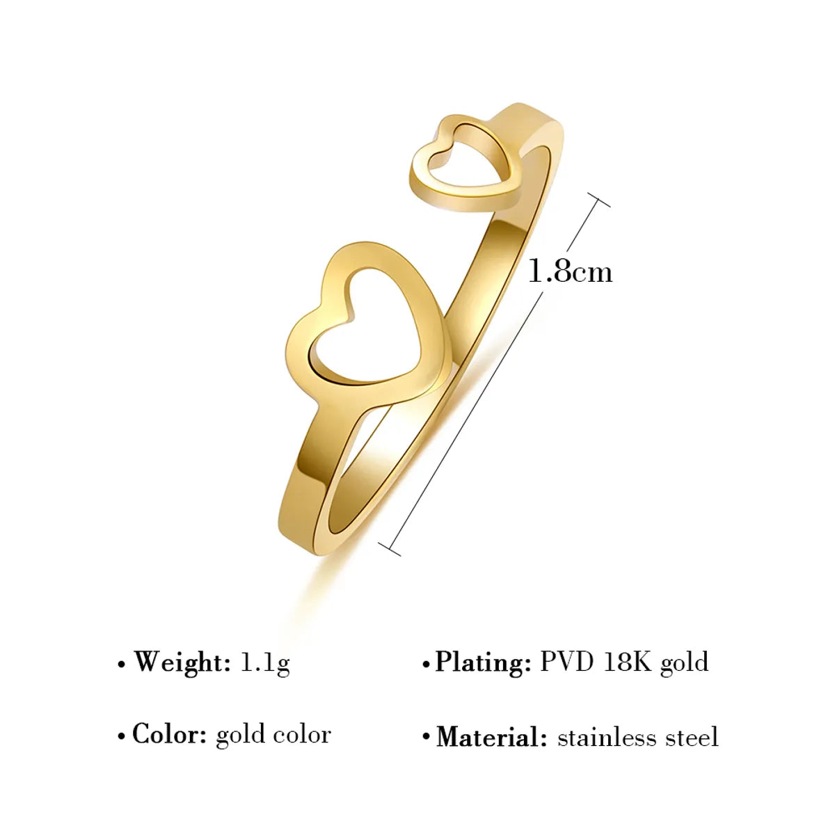 Fashion Open Titanium Steel Bow Heart Cross Fashion Not Fade Ring Jewelry