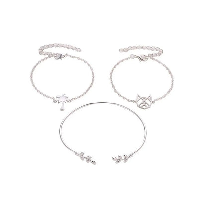 Fashion Openwork Kitten Bracelet Coconut Bracelet Three-piece Set Nhcu146567