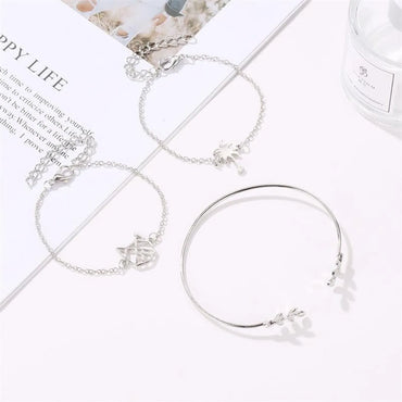 Fashion Openwork Kitten Bracelet Coconut Bracelet Three-piece Set Nhcu146567