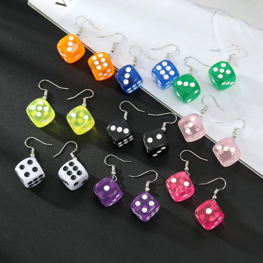 Fashion Ornament New Dice Resin Earrings