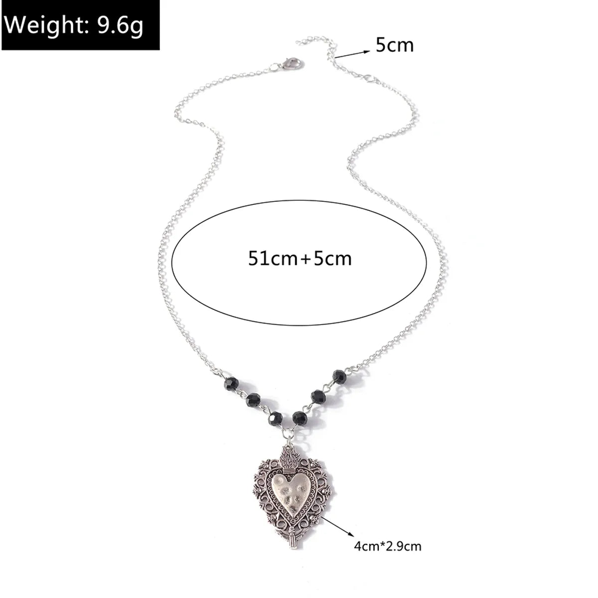 Fashion Ornament Retro Geometric Heart Shaped Pendant Necklace