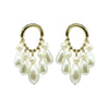 Fashion Oval Drop-Shaped Beads White Earrings Nhnt138220