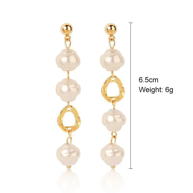 Fashion Oval Heart Shape Pearl Metal Rhinestones Earrings 1 Pair